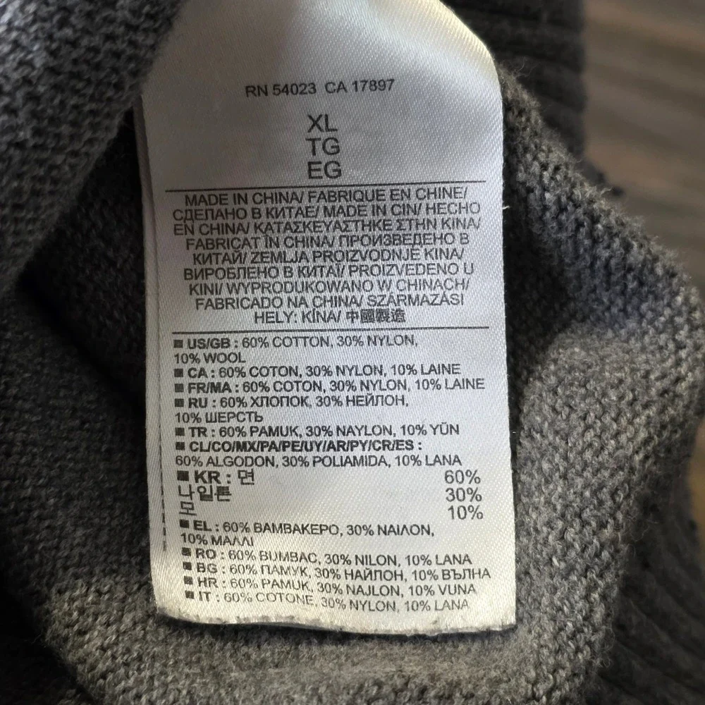 Banana Republic Mens XL Colorblock Crewneck Sweater Gray Black Cotton Wool Blend